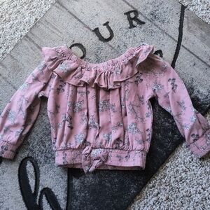 Jessica Simpson Baby Girl Off Shoulder Ruffle Neck Paisley Smocked LS Top Sz 18